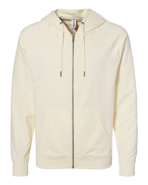 Unisex Icon Lightweight Loopback Terry Full-Zip Hooded Sweatshirt - Bone