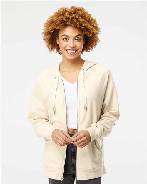 Unisex Icon Lightweight Loopback Terry Full-Zip Hooded Sweatshirt - Bone