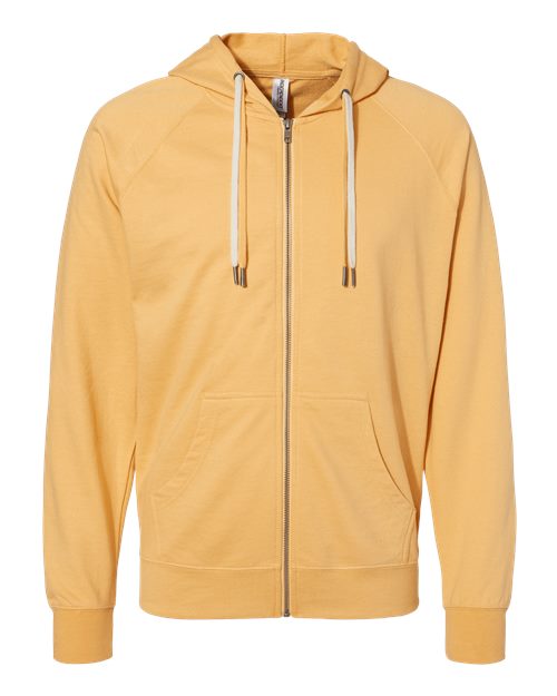Unisex Icon Lightweight Loopback Terry Full-Zip Hooded Sweatshirt - Harvest Gold