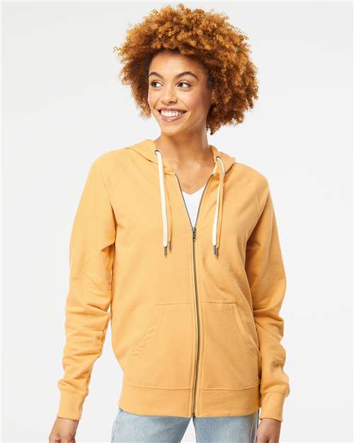 Unisex Icon Lightweight Loopback Terry Full-Zip Hooded Sweatshirt - Harvest Gold