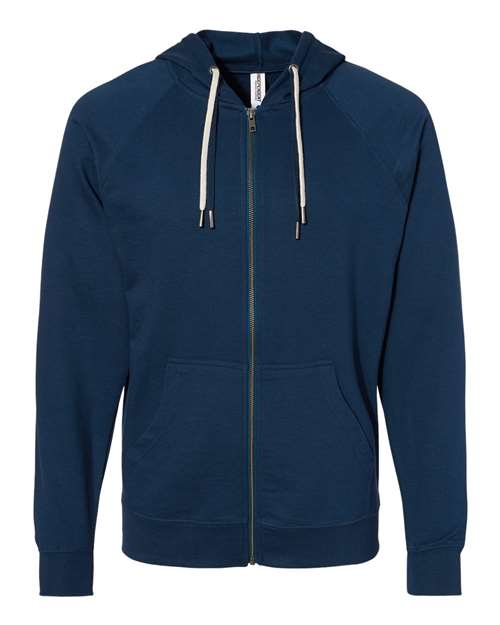 Unisex Icon Lightweight Loopback Terry Full-Zip Hooded Sweatshirt - Indigo
