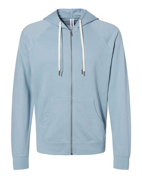 Unisex Icon Lightweight Loopback Terry Full-Zip Hooded Sweatshirt - Misty Blue