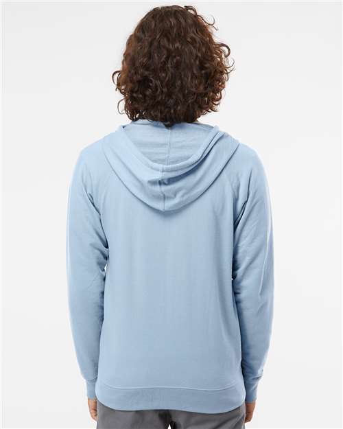 Unisex Icon Lightweight Loopback Terry Full-Zip Hooded Sweatshirt - Misty Blue