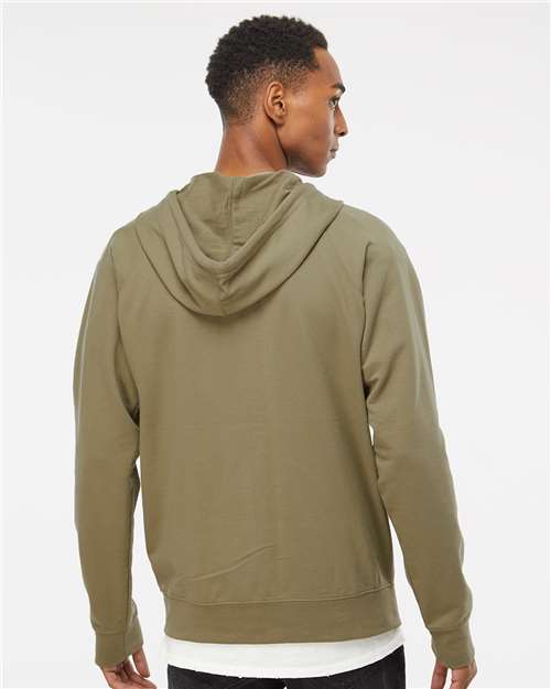 Unisex Icon Lightweight Loopback Terry Full-Zip Hooded Sweatshirt - Olive