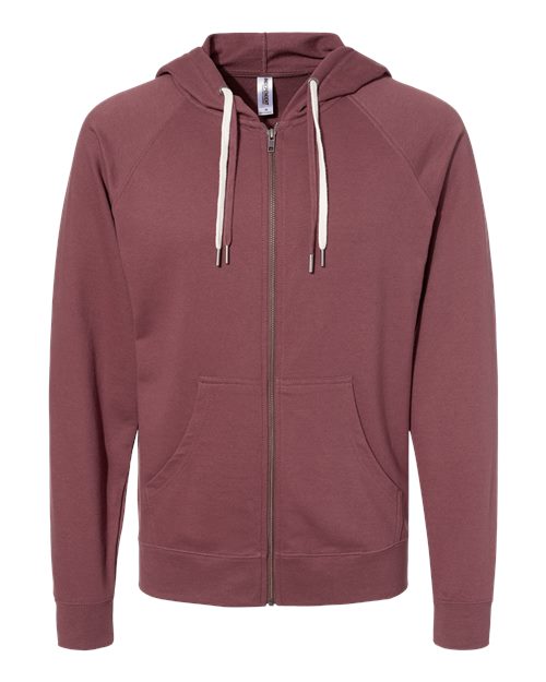 Unisex Icon Lightweight Loopback Terry Full-Zip Hooded Sweatshirt - Port