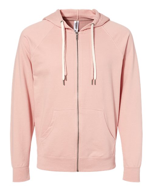 Unisex Icon Lightweight Loopback Terry Full-Zip Hooded Sweatshirt - Rose