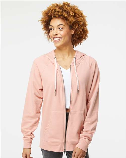 Unisex Icon Lightweight Loopback Terry Full-Zip Hooded Sweatshirt - Rose
