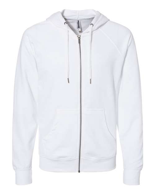 Unisex Icon Lightweight Loopback Terry Full-Zip Hooded Sweatshirt - White