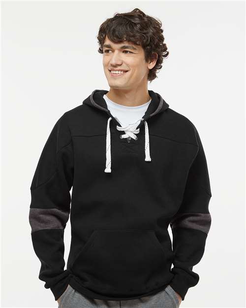 Men's Sport Lace Colorblocked Fleece Hooded Sweatshirt - Black