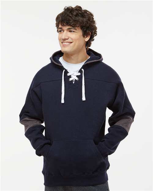 Men's Sport Lace Colorblocked Fleece Hooded Sweatshirt - Navy