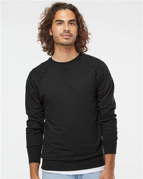 Unisex Icon Lightweight Loopback Terry Crewneck Sweatshirt - Black