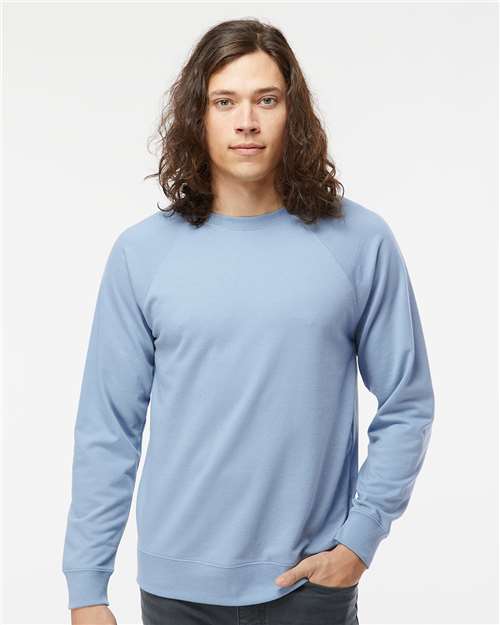 Unisex Icon Lightweight Loopback Terry Crewneck Sweatshirt - Misty Blue