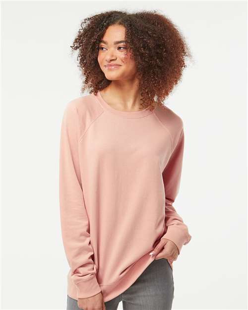 Unisex Icon Lightweight Loopback Terry Crewneck Sweatshirt - Rose