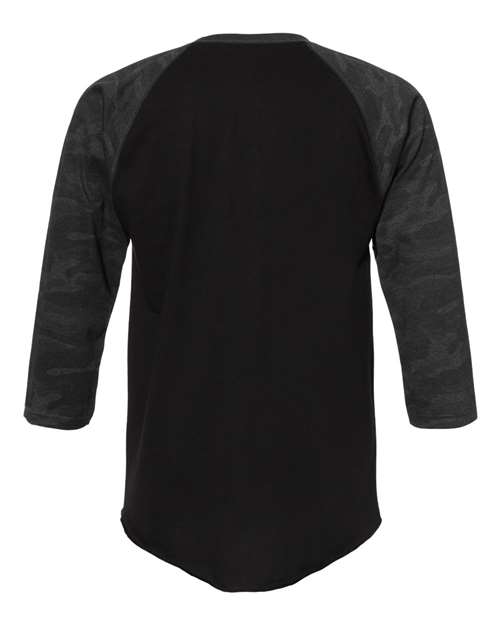 Men's Baseball Fine Jersey Three-Quarter Sleeve Tee - Black/ Storm Camo