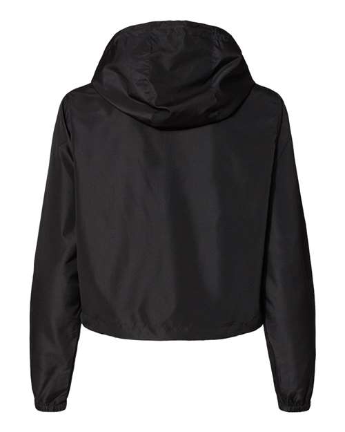 Women's Lightweight Quarter-Zip Pullover Crop Windbreaker - Black