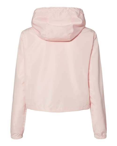 Women's Lightweight Quarter-Zip Pullover Crop Windbreaker - Blush/ White Zipper