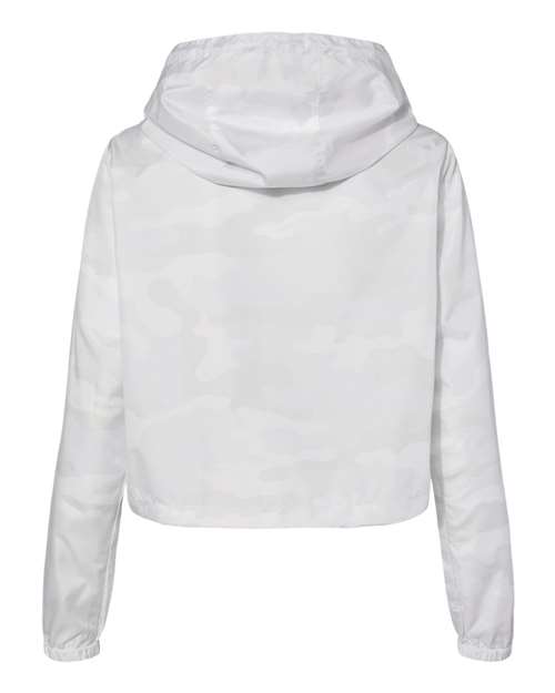 Women's Lightweight Quarter-Zip Pullover Crop Windbreaker - White Camo