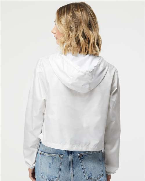 Women's Lightweight Quarter-Zip Pullover Crop Windbreaker - White Camo