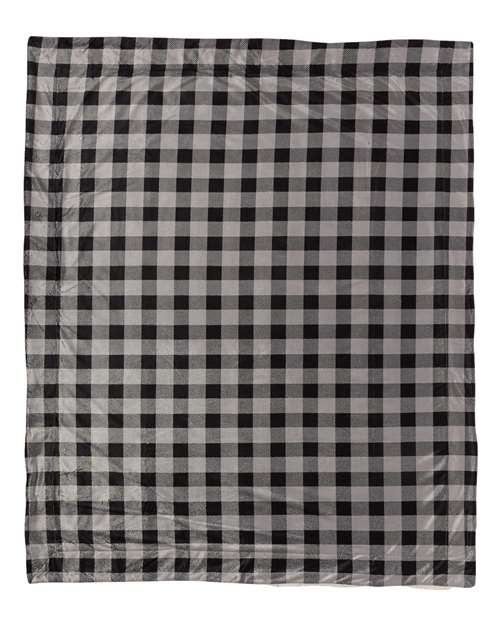 Micro Mink Sherpa Blanket - Grey/ Black Buffalo