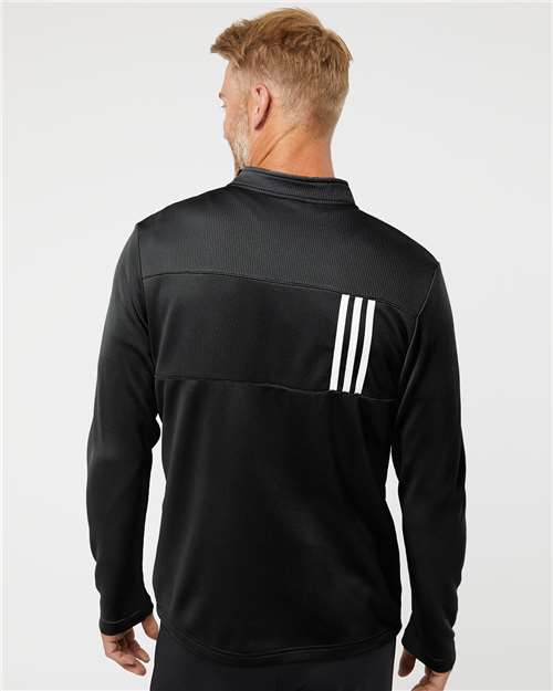 Men's 3-Stripes Double-Knit Quarter-Zip Pullover - Black/ Grey Two
