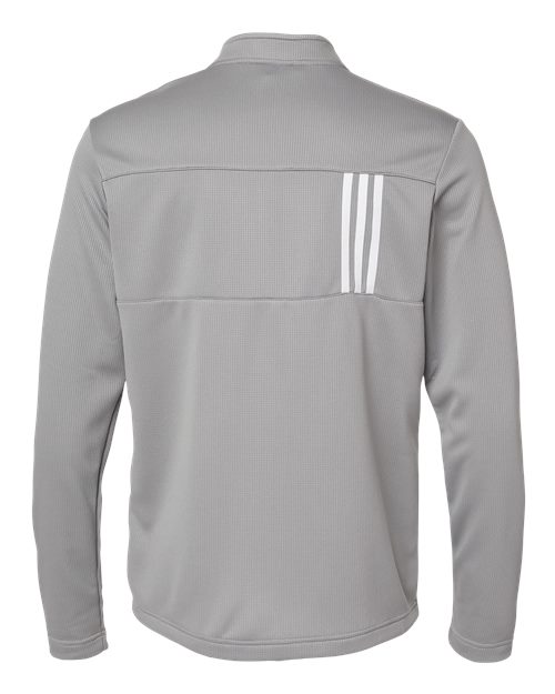 Men's 3-Stripes Double-Knit Quarter-Zip Pullover - Grey Three/ White