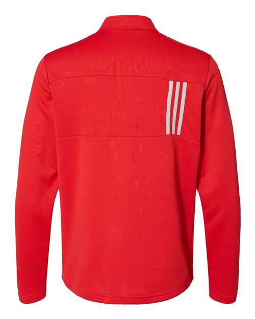 Men's 3-Stripes Double-Knit Quarter-Zip Pullover - Team Collegiate Red/ Grey Two