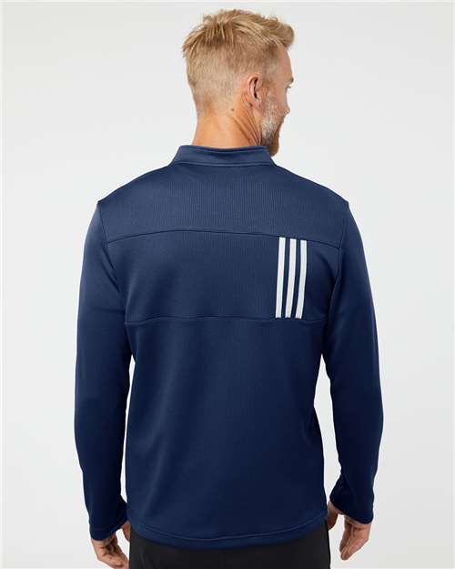Men's 3-Stripes Double-Knit Quarter-Zip Pullover - Team Navy Blue/ Grey Two