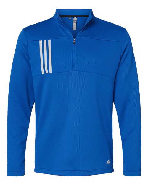 Men's 3-Stripes Double-Knit Quarter-Zip Pullover - Team Royal/ Grey Two
