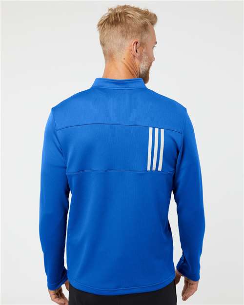 Men's 3-Stripes Double-Knit Quarter-Zip Pullover - Team Royal/ Grey Two
