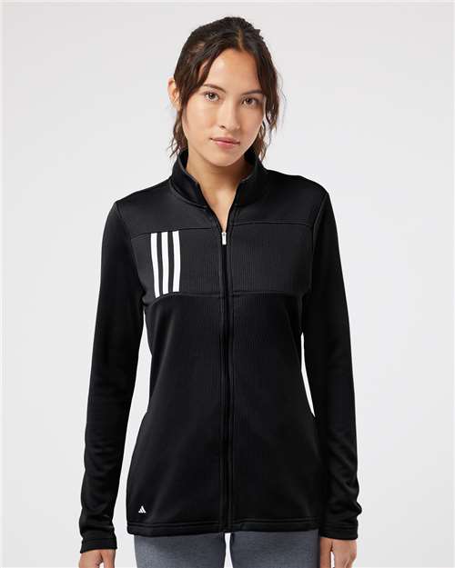 Women's 3-Stripes Double Knit Full-Zip Jacket - Black/ Grey Two