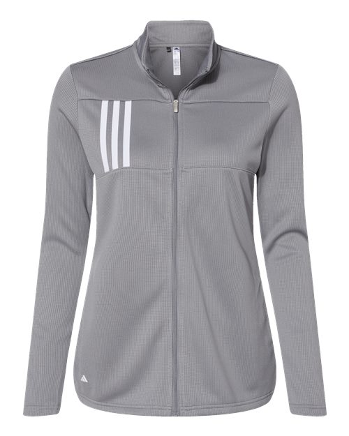 Women's 3-Stripes Double Knit Full-Zip Jacket - Grey Three/ White