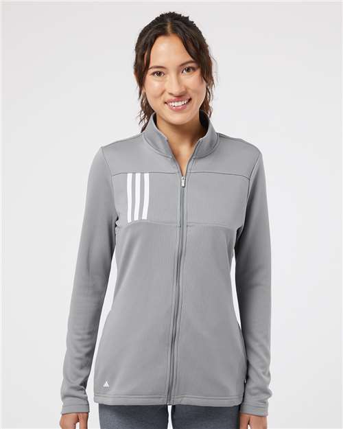 Women's 3-Stripes Double Knit Full-Zip Jacket - Grey Three/ White