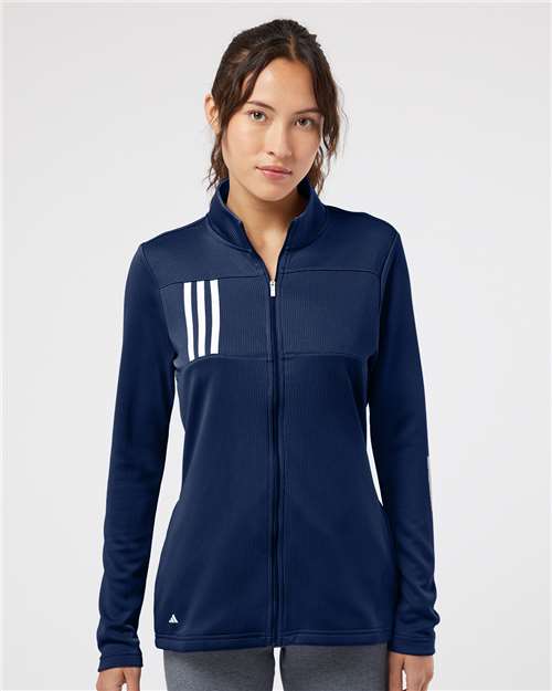 Women's 3-Stripes Double Knit Full-Zip Jacket - Team Navy Blue/ Grey Two