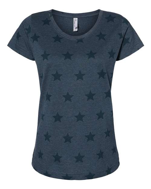 Women's Star Print Scoop Neck Tee - Denim Star