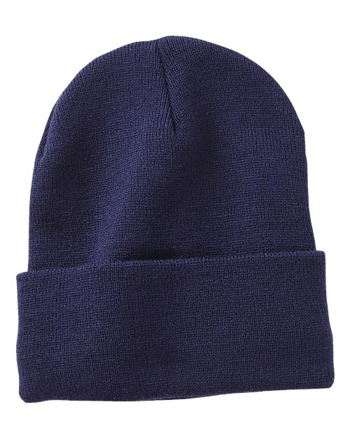12" Fleece Lined Cuffed Beanie - Navy