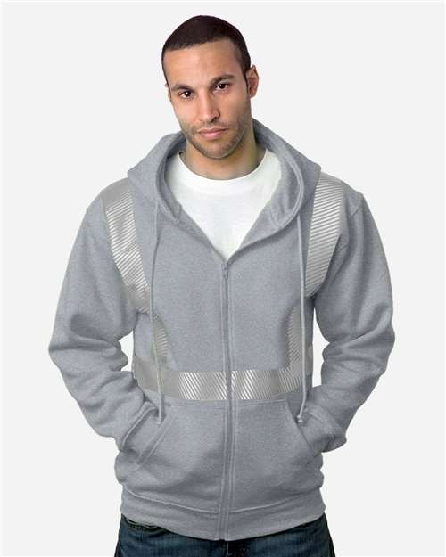USA-Made Hi-Visibility Full-Zip Hooded Sweatshirt - Segmented Tape - Dark Ash