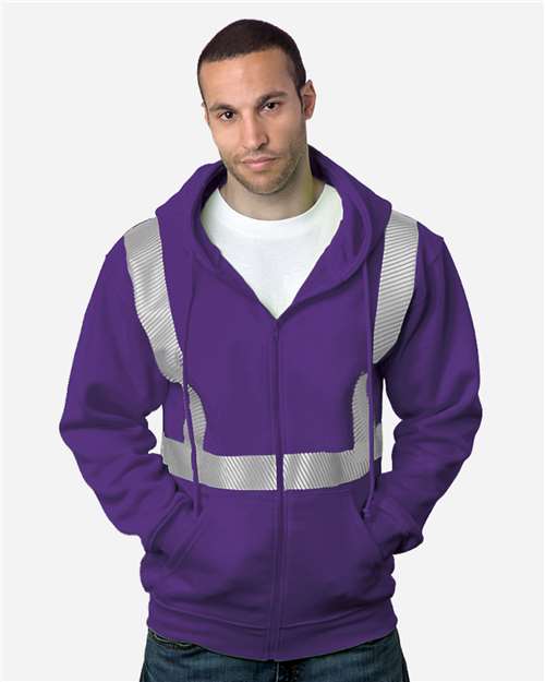 USA-Made Hi-Visibility Full-Zip Hooded Sweatshirt - Segmented Tape - Purple