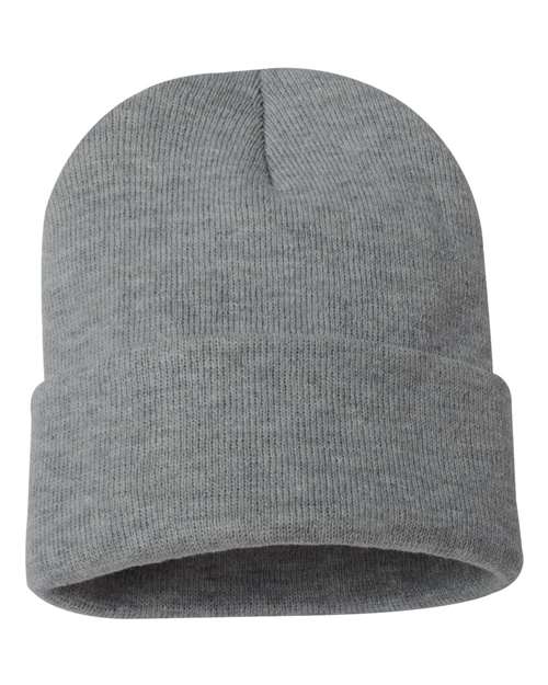 12" Solid Cuffed Beanie - Dark Heather Grey