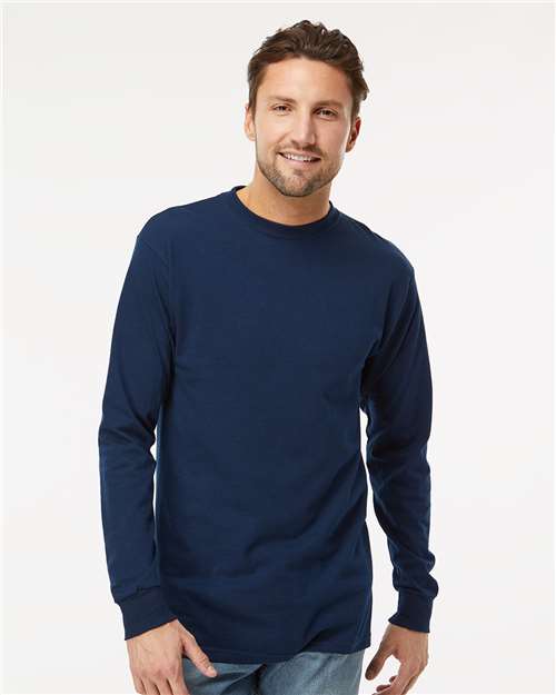 Unisex Gold Soft Touch Long Sleeve T-Shirt - Deep Navy