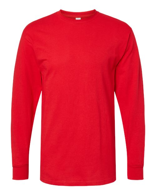 Unisex Gold Soft Touch Long Sleeve T-Shirt - Deep Red