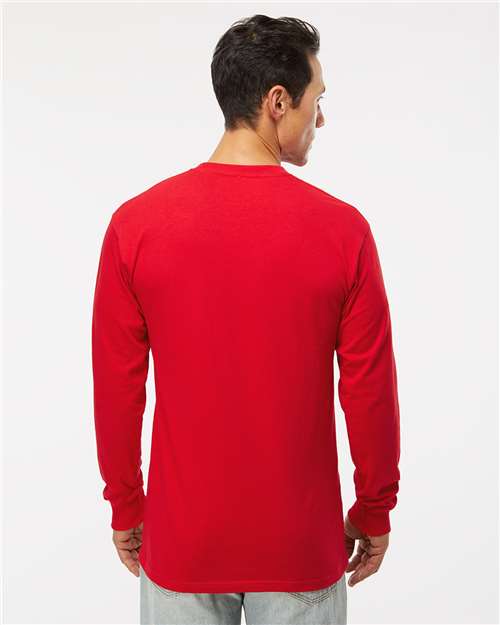Unisex Gold Soft Touch Long Sleeve T-Shirt - Deep Red