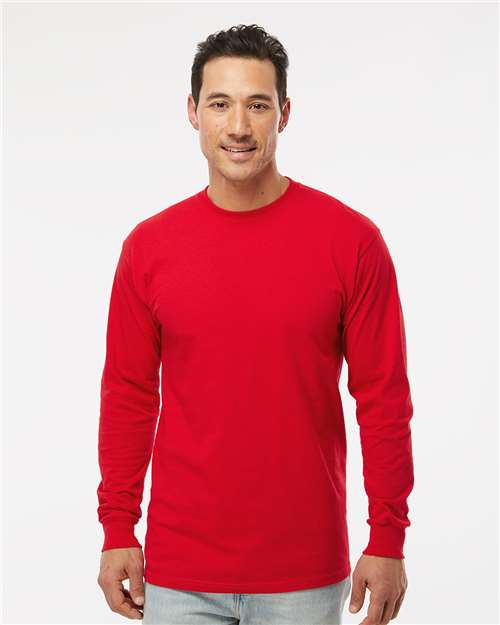 Unisex Gold Soft Touch Long Sleeve T-Shirt - Deep Red
