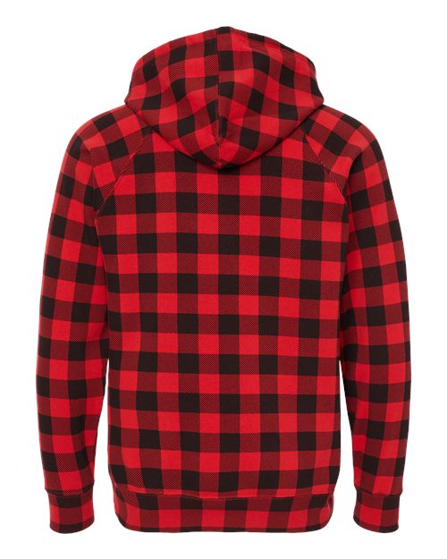Unisex Special Blend Raglan Hooded Sweatshirt - Red Buffalo Plaid