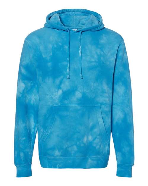 Unisex Midweight Tie-Dyed Hooded Sweatshirt - Tie Dye Aqua Blue