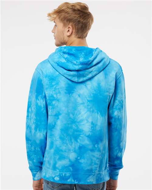Unisex Midweight Tie-Dyed Hooded Sweatshirt - Tie Dye Aqua Blue