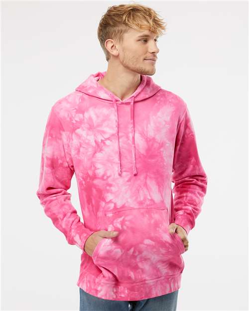 Unisex Midweight Tie-Dyed Hooded Sweatshirt - Tie Dye Pink