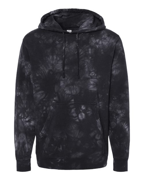 Unisex Midweight Tie-Dyed Hooded Sweatshirt - Tie Dye Black