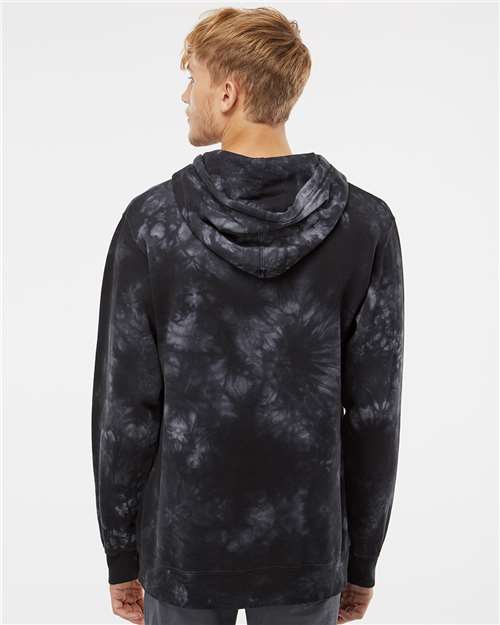 Unisex Midweight Tie-Dyed Hooded Sweatshirt - Tie Dye Black