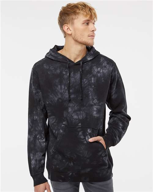 Unisex Midweight Tie-Dyed Hooded Sweatshirt - Tie Dye Black