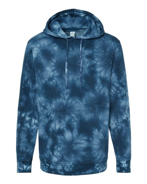 Unisex Midweight Tie-Dyed Hooded Sweatshirt - Tie Dye Navy